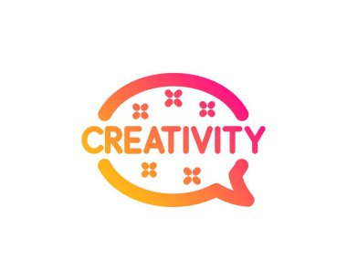 Yaratıcılık konuşma kabarcık simgesi. Grafik sanatı işareti. İlham sembolü. Klasik düz stil. Gradyan yaratıcılık simgesi. Vektör