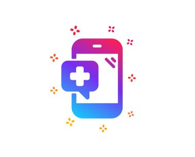 Tıp telefon simgesi. Mobil tıbbi yardım işareti. Dinamik şekiller. Gradyan tasarım tıbbi telefon simgesi. Klasik tarzda. Vektör