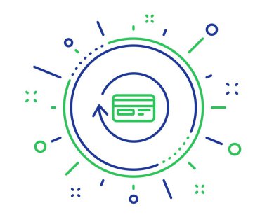 Kredi kartı satırı simgesi. Banka Ödeme kartı işareti. Cashback hizmet sembolü. Kaliteli tasarım elemanları. Teknoloji iadesi komisyon düğmesi. Kullanılabilir kontur. Vektör