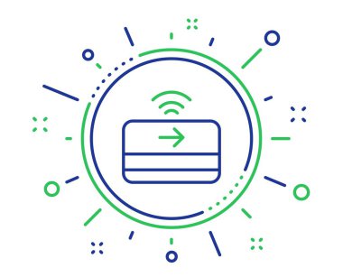 Temassız ödeme satırı simgesi. Kredi kartı tabelası. Finans sembolü. Kaliteli tasarım elemanları. Teknoloji temassız ödeme düğmesi. Kullanılabilir kontur. Vektör
