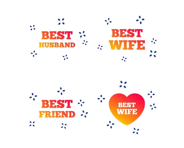 Ícones de melhor esposa, marido e amigo. Vetor —  Vetores de Stock