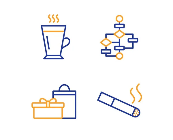 Geschenken Blokdiagram Latte Pictogrammen Eenvoudige Set Roken Teken Verjaardag Dozen — Stockvector