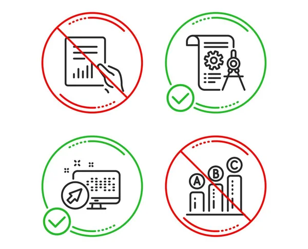 Do or Stop. Web system, Document and Divider document icons simple set. Graph chart sign. Computer, File with diagram, Report file. Growth report. Science set. Line web system do icon. Vector