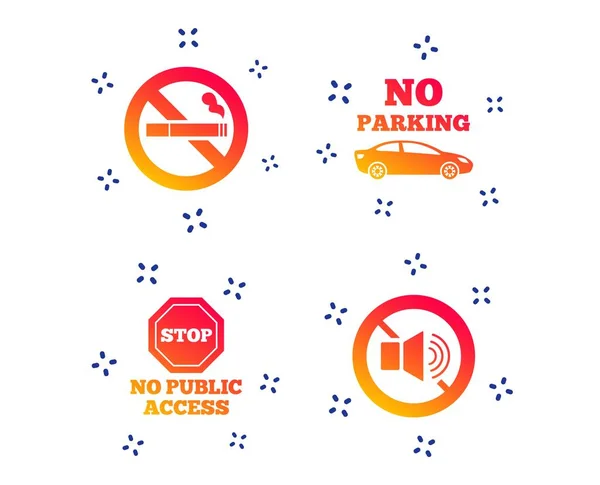 Хватит Курить Никаких Звуковых Знаков Частная Парковка Общественный Доступ Символ — стоковый вектор