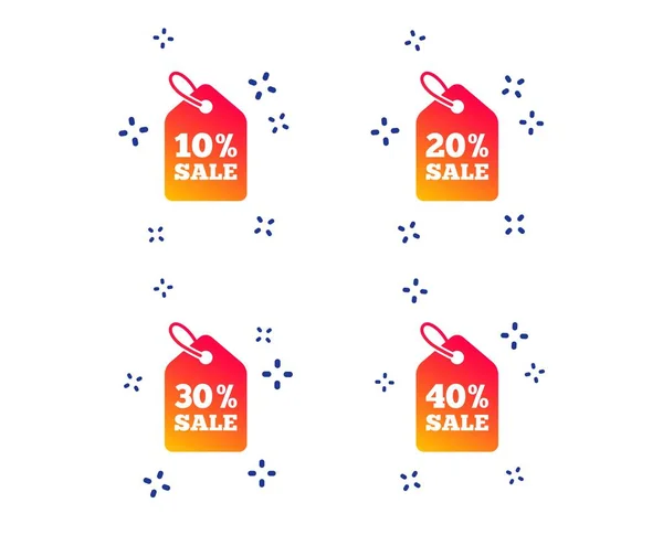 Preisschild Symbole Rabatt Sonderangebotssymbole Und Verkaufsschilder Zufällige Dynamische Formen Gradientenverkauf — Stockvektor