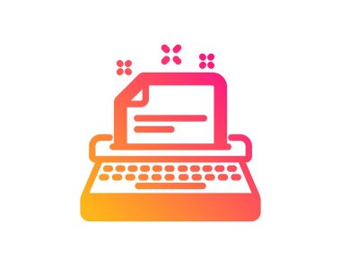 Daktilo simgesi. Belge işareti. Klasik düz stil. Degrade daktilo simgesi. Vektör