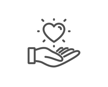 Kalp çizgisi simgesini basılı tutun. Arkadaşlar burcusever. Marka elçisi eli. Vektör