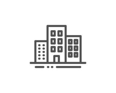 Binalar satır simgesi. Şehir daireleri tabelası. Mimari bina. Vektör