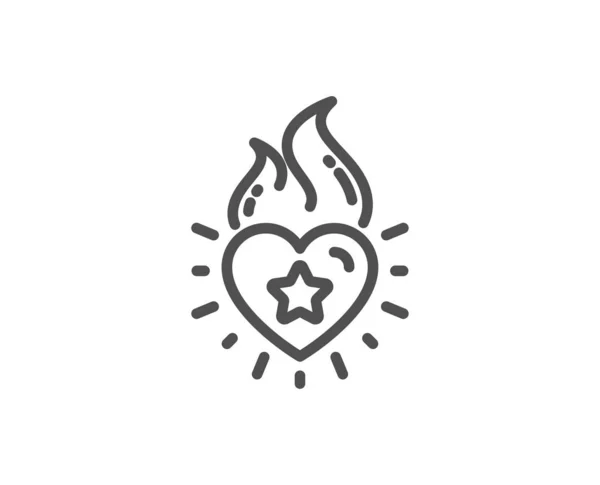 Icono de línea de llama del corazón. Amor signo de emoción de fuego. Vector — Vector de stock