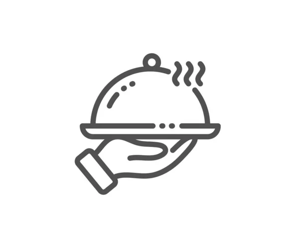 Icono de línea de comida del restaurante. Signo de cena. Servicio de habitaciones de hotel. Vector — Archivo Imágenes Vectoriales