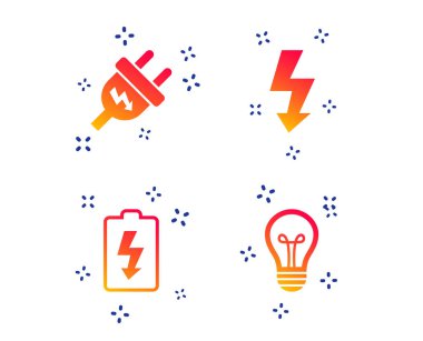 Elektrik fiş işareti. Lamba ve pil düşük. Vektör