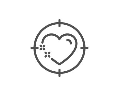 Kalp hedef çizgisi simgesi. Aşk duygu işareti. Vektör