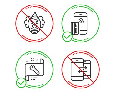 Temassız ödeme, Spanner ve Palyaço simgeleri ayarlayın. Telefon iletişimi