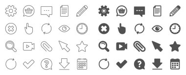 Belge, Saat ve Takvim satır simgeleri. Soru. Vektör