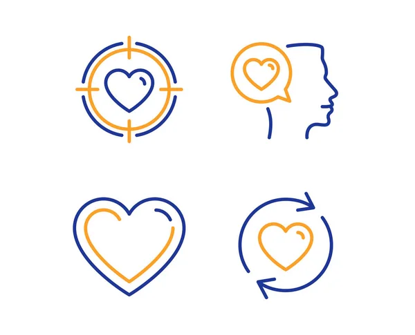 Romantisk prata, hjärta och Valentine mål ikoner set. Uppdatera rela — Stock vektor
