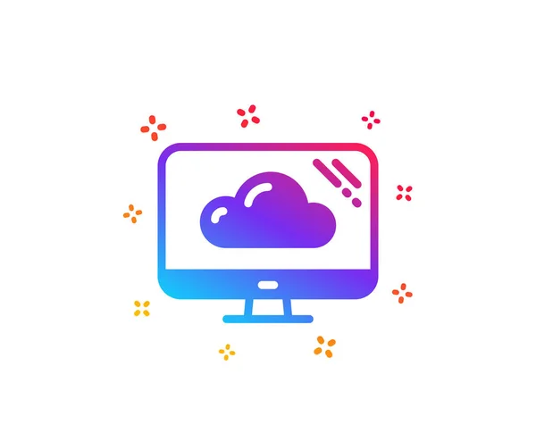 Εικονίδιο υπολογιστή. Σήμα υπηρεσίας αποθήκευσης σύννεφο. Σύμβολο παρακολούθησης. Vecto — Διανυσματικό Αρχείο