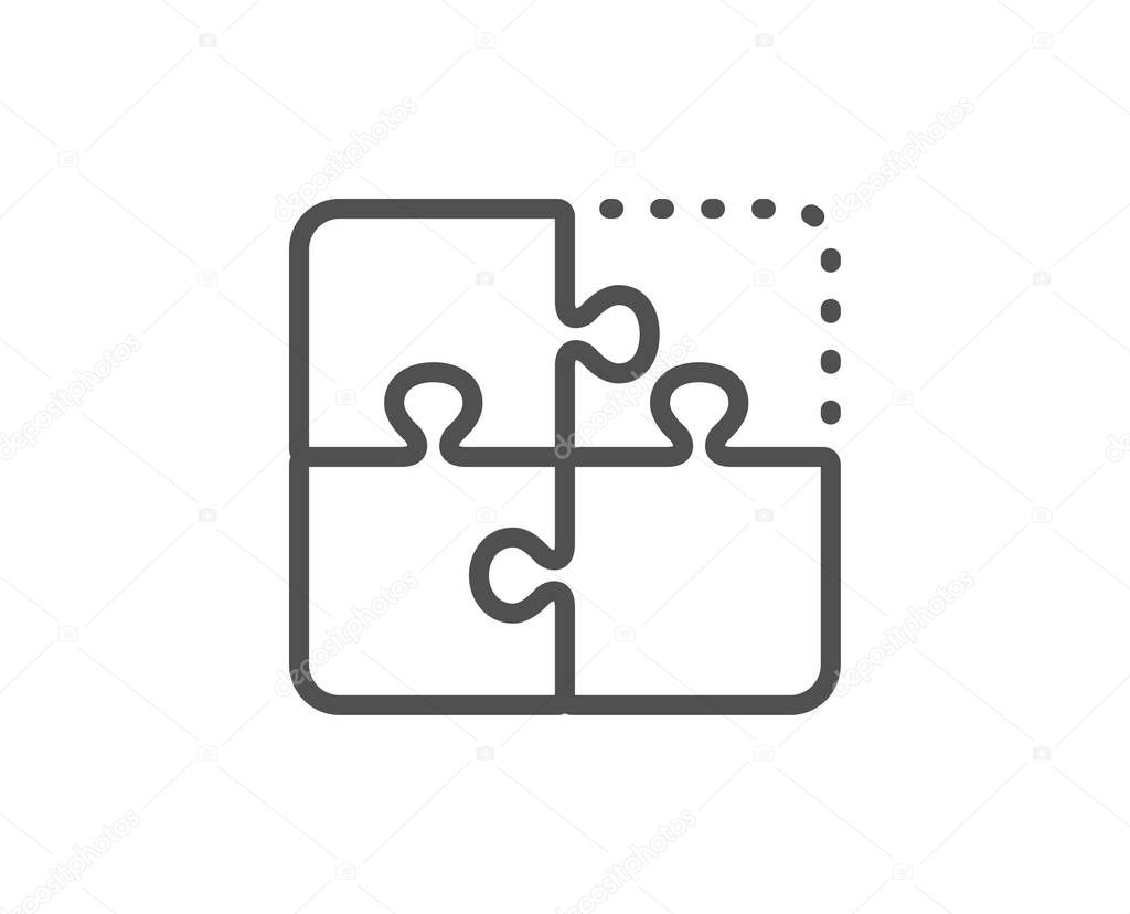 Puzzle line icon. Engineering strategy sign. Vector