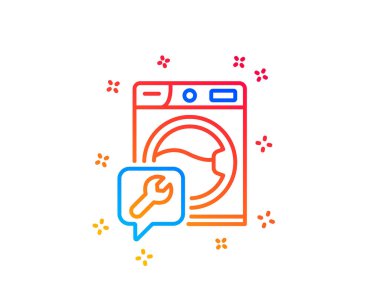 Spanner araç çizgisi simgesi. Çamaşır makinesi tamir servis işareti. Vec