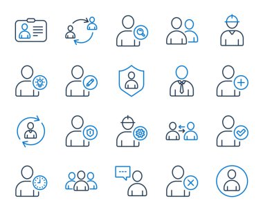 Kullanıcılar simgeleri sıralar. Profil, Grup ve Destek. Vektör