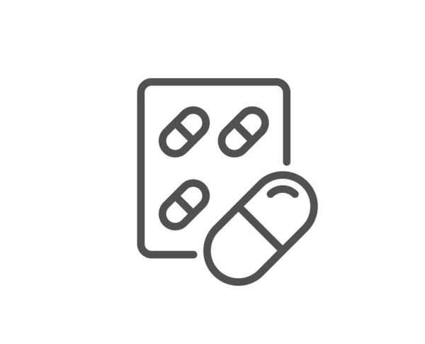 Capsule pil lijn icoon. Medische drugs teken. Apotheek medicatie. Vector — Stockvector