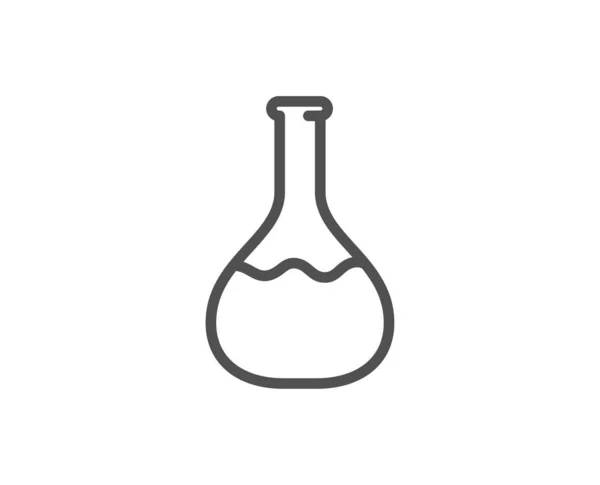 Icono de línea de laboratorio de química. Signo del matraz del laboratorio. Análisis. Vector — Vector de stock