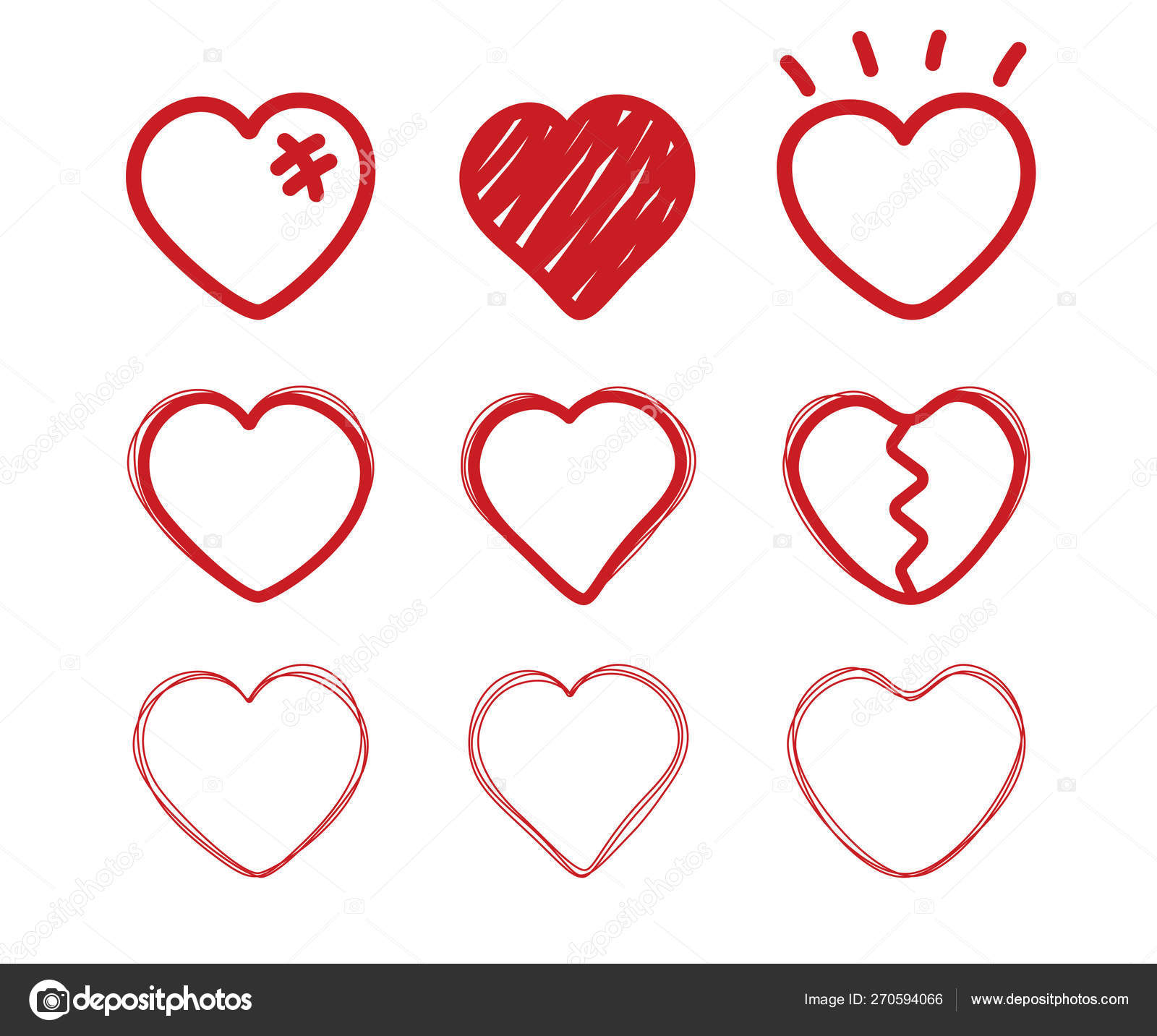 Heart Doodle Sketch Drawing Love Hearts Valentine Day Icons V Vector Image By C Blankstock Vector Stock