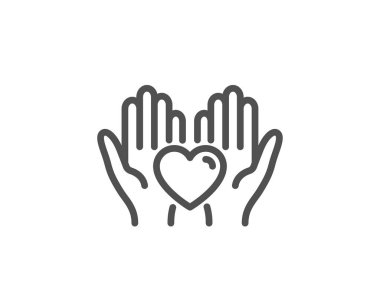 Hold heart line icon. Friends love sign. Friendship hand. Vector clipart