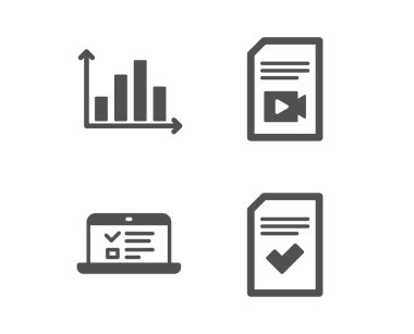 Diyagram grafiği, Video dosyası ve Web ders simgeleri. Denetlenen dosya s