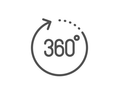 360 derece çizgi simgesi. Panoramik görüş işareti. Vr teknolojisi simula