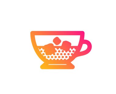 Buz simgesi ile kahve. Soğuk içecek işareti. Vektör