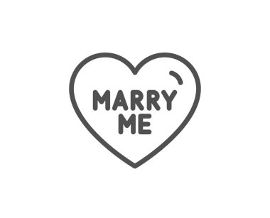 Benimle evlen çizgi simgesi. Tatlı kalp işareti. Düğün aşkı. Vektör