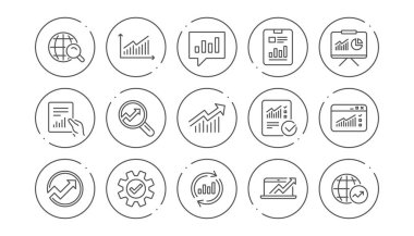 Analitik satır simgeleri. Raporlar, Grafikler ve Grafikler. Doğrusal simge se