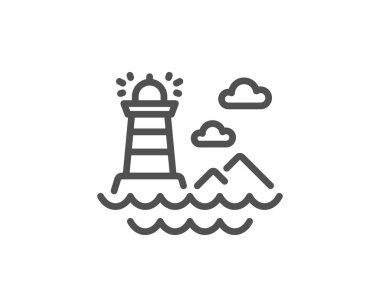 Deniz feneri simgesi. Beacon kulesi tabelası. Projektör. Vektör