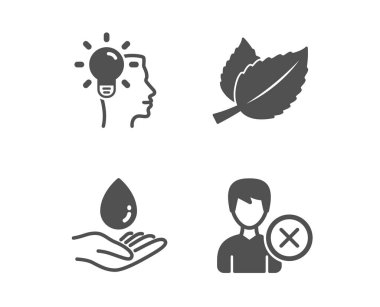 Nane yaprakları, Fikir ve Su bakım simgeleri. Hesap işaretini kaldırın. Erkek