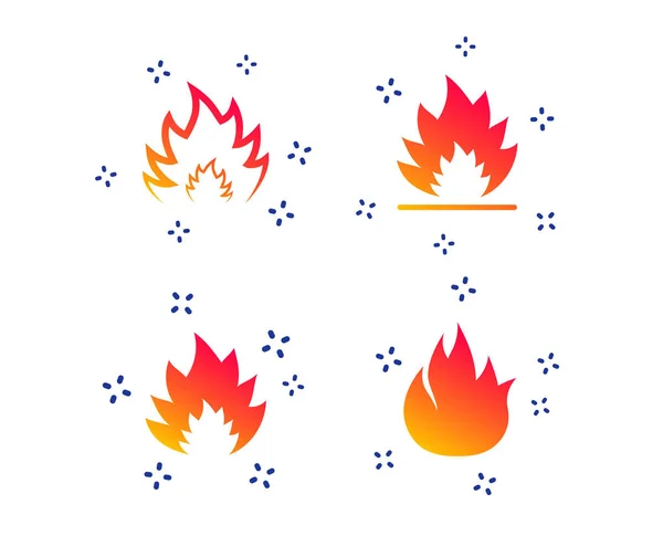 Fire Flame ikoner. Värme skyltar. Vektor — Stock vektor