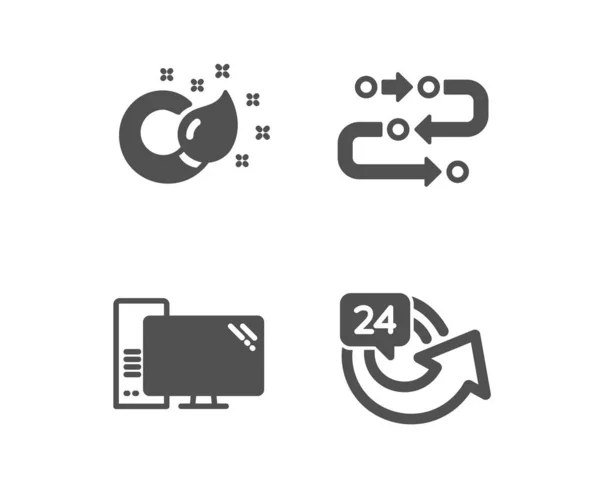 Pinsel, Methodik und Computersymbole. Zeichen für 24 Stunden. crea — Stockvektor