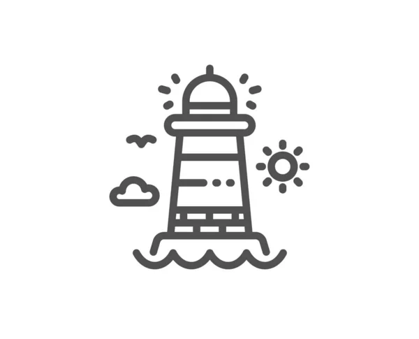 Ikone der Leuchtturmlinie. Leuchtturmschild. Suchscheinwerfer. Vektor — Stockvektor
