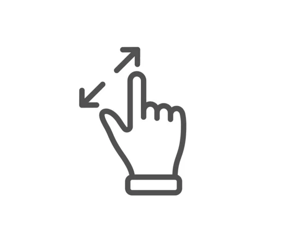 Icono de línea de gesto de pantalla táctil. Signo de acercamiento. Flechas de acción. Vect. — Vector de stock