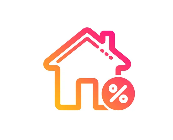 Icône pourcentage maison de prêt. Panneau de réduction. Vecteur — Image vectorielle