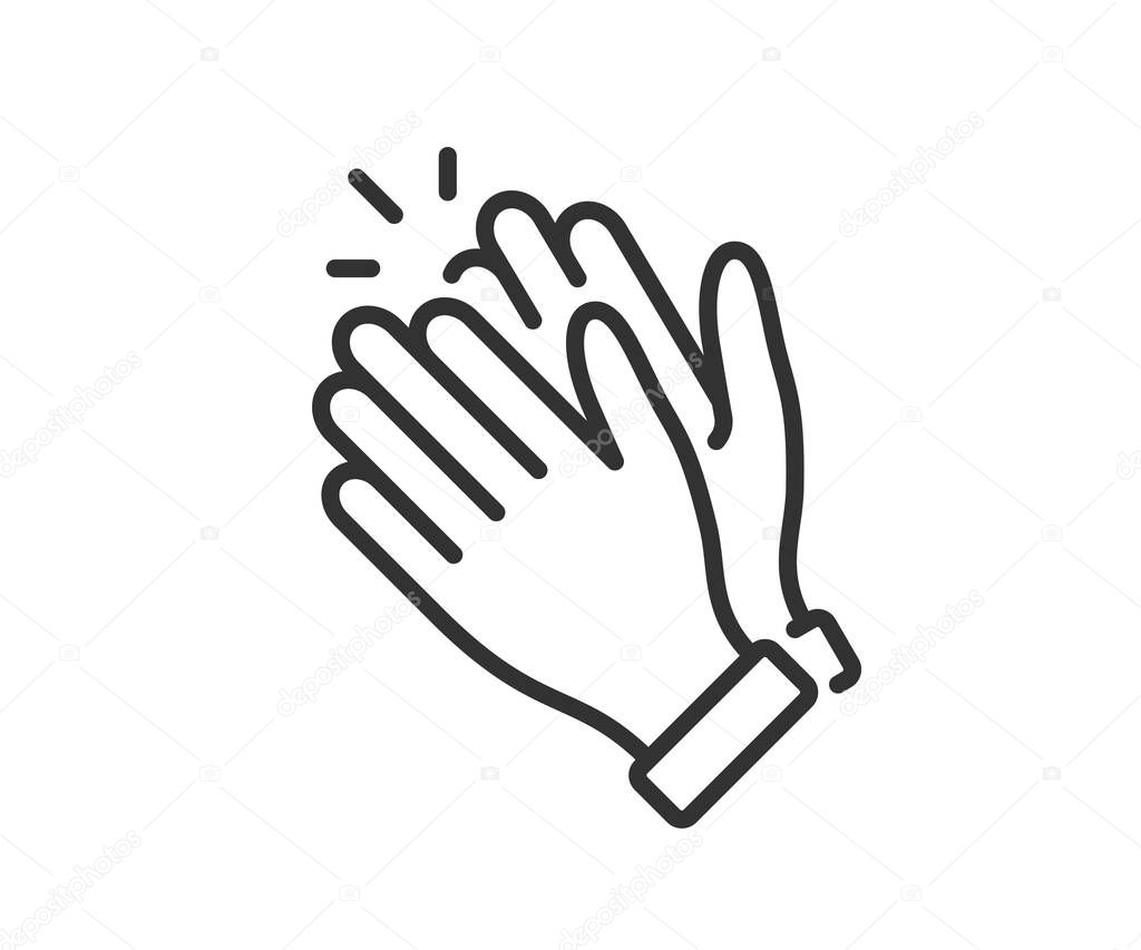Clapping hand icon. Applause clap. Symbol in outline style. Vect