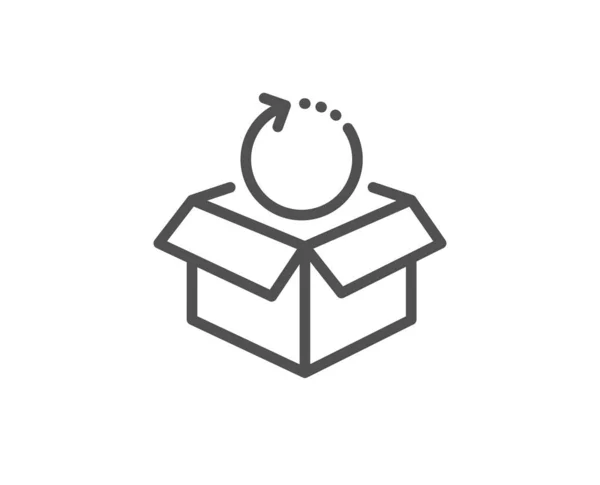 Devuelve el icono de línea. Firma del paquete de entrega. Caja de mercancías de carga. Vector — Archivo Imágenes Vectoriales
