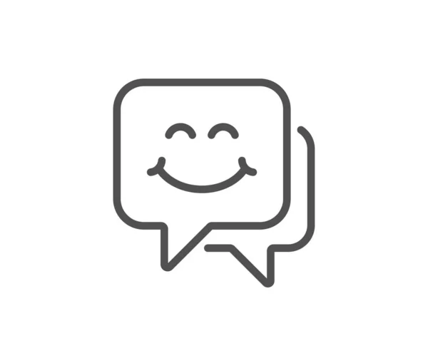 Smile face line icon. Happy emoticon chat sign. Speech bubble. Vector — Stock Vector