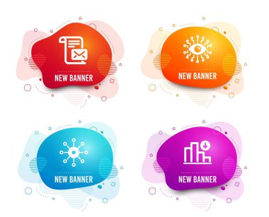 Çok kanallı, Yapay zeka ve Posta harf simgeleri. Azalan grafik işareti. Vektör
