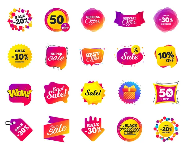 Sale banner. Special offer template tags. Cyber monday sale discounts. Black friday shopping icons. Vector — Stock Vector