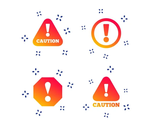 Attention caution signs. Hazard warning icons. Vector — Stock Vector