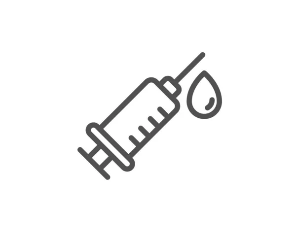 Medyczna ikona linii strzykawki. Znak szczepionki medycznej. Leki farmaceutyczne. Wektor — Wektor stockowy