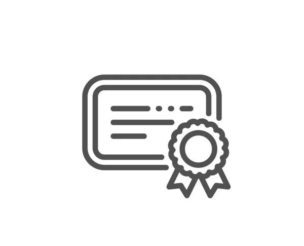 Icono de línea de certificado. Señal de documento verificada. Vector — Vector de stock