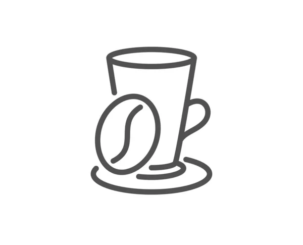 Xícara de café com ícone de linha de feijão. Sinal de latte quente. Uma caneca de chá. Vetor — Vetor de Stock