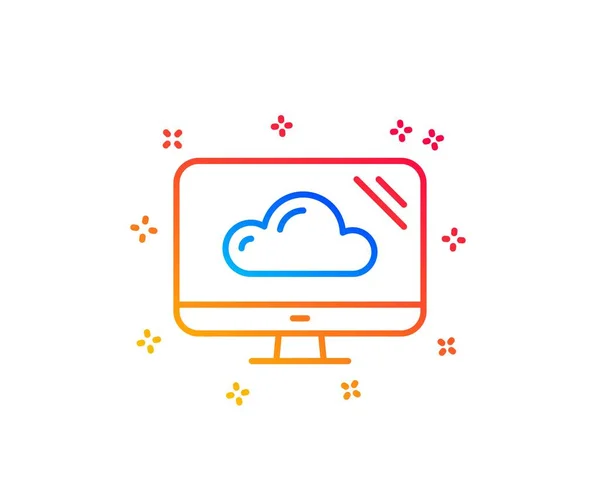 Pictogram van de computer lijn. Cloud Storage-service ondertekenen. Monitor symbool. Vector — Stockvector