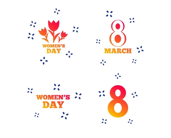 8 March Women's Day icons. Flowers symbols. Vector — Stock Vector